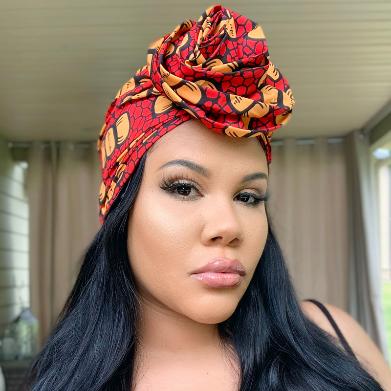 CANDY CORN Rose Satin-Lined Pre-tied Headwrap