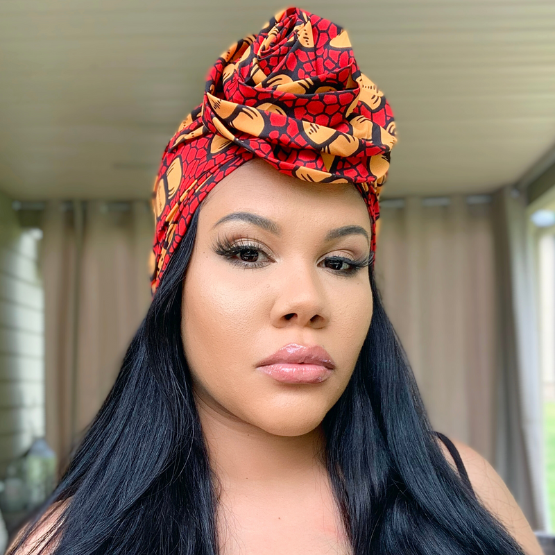 CANDY CORN Rose Satin-Lined Pre-tied Headwrap