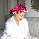RED PINK Reversible Satin Sleep Bonnet