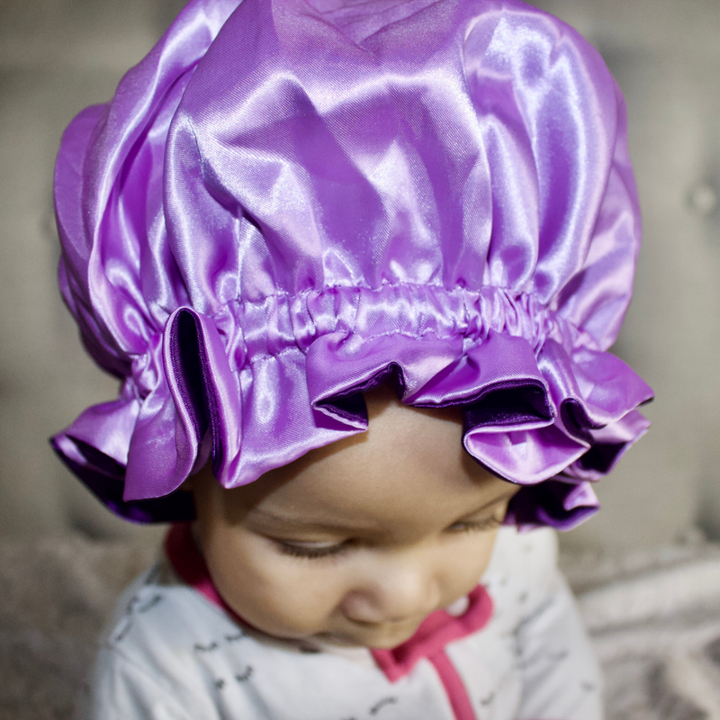 PURPLE LILAC KIDS Reversible Satin Bonnet