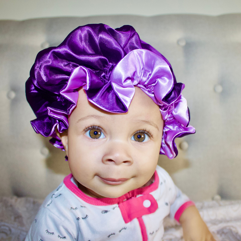 PURPLE LILAC KIDS Reversible Satin Bonnet