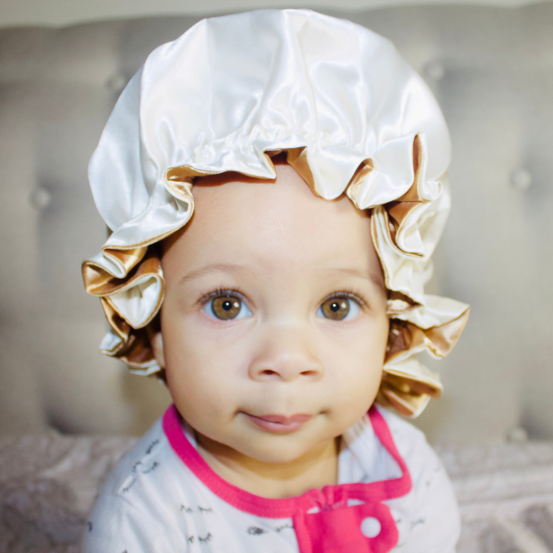 GOLD CREAM KIDS Reversible Satin Bonnet