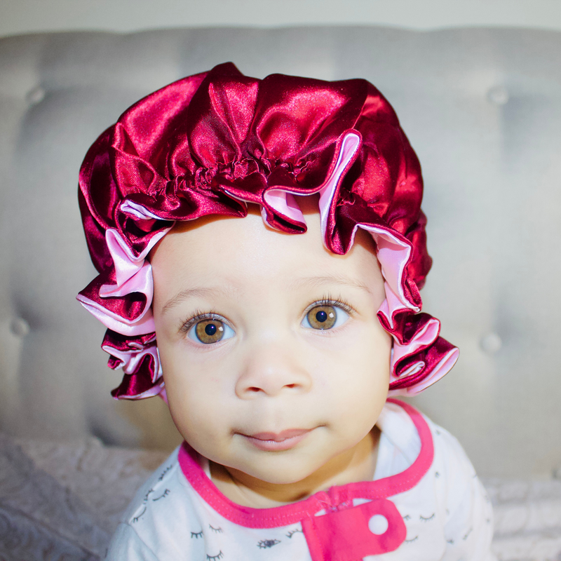 RED PINK KIDS Reversible Satin Bonnet