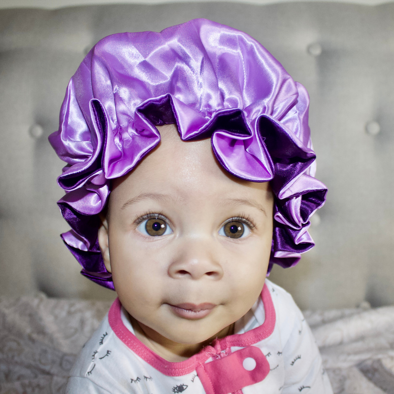 PURPLE LILAC KIDS Reversible Satin Bonnet