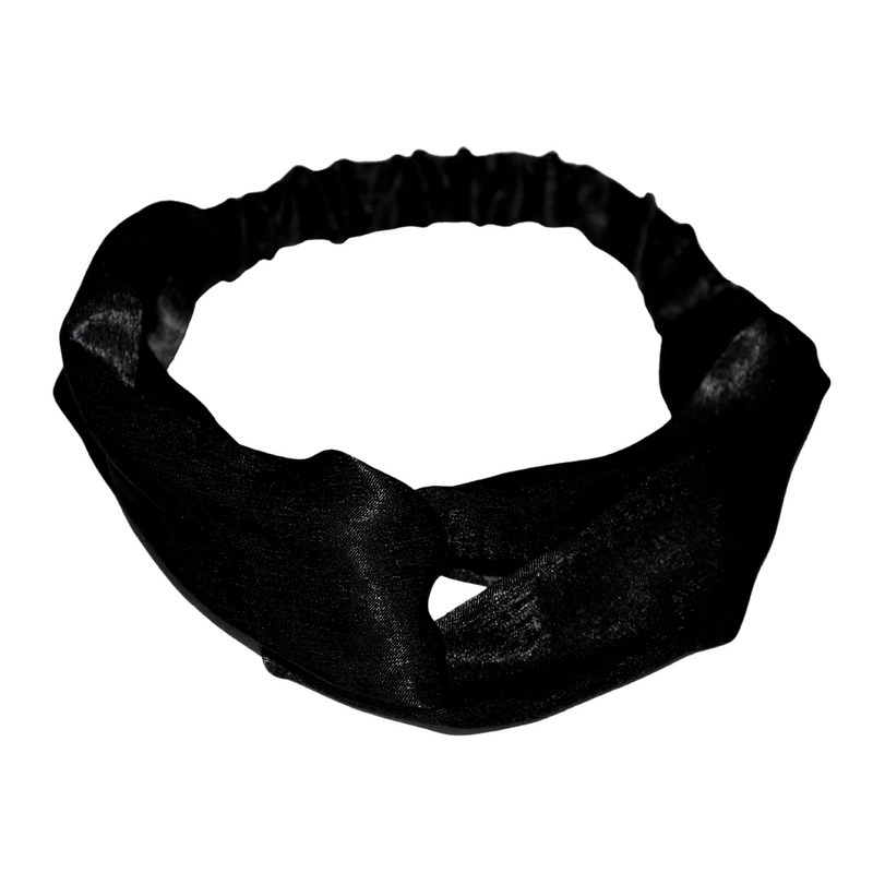 JET BLACK Satin Twist Headband