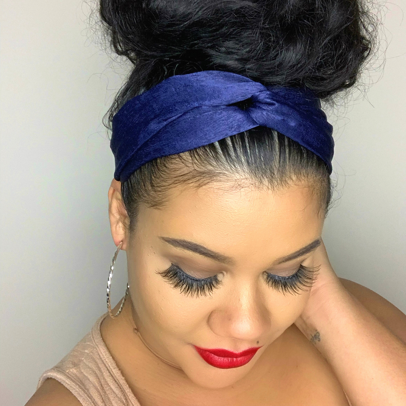 MIDNIGHT BLUE Satin Twist Headband