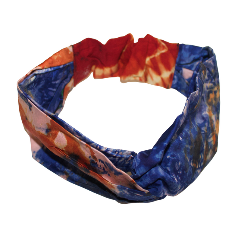 BLUE PEACH Silk Tie Dye Twist Headband