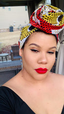 ORANGE YELLOW Rose Satin-Lined Pre-tied Headwrap